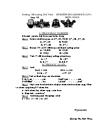 Đề kiểm tra định kì lần I - Năm học 2008-2009 - Trường TH Lương Thế Vinh