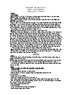 Đề kiểm tra môn Giáo dục công dân Khối 9 - Học kì II