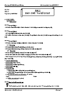 Giáo án Giáo dục công dân Lớp 9 - Bài 3: Dân chủ và kỉ luật - Năm học 2013-2014 - Mai Thị Luyến