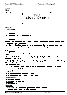 Giáo án Giáo dục công dân Lớp 9 - Bài 4: Bảo vệ hòa bình - Năm học 2013-2014 - Mai Thị Luyến