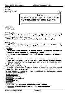 Giáo án Giáo dục công dân Lớp 9 - Tiết 30, Bài 16: Quyền quản lí nhà nước, quản lí xã hội của công dân (TT) - Năm học 2013-2014 - Mai Thị Luyến