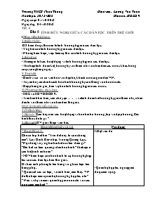 Giáo án Giáo dục công dân Lớp 9 - Tiết 6, Bài 5: Tình hữu nghị giữa các dân tộc trên thế giới - Năm học 2012-2013 - Lương Văn Toản