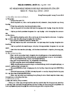 Giáo án Hoạt động ngoài giờ lên lớp Khối 8 - Chương trình cả năm -Năm học 2012-2013