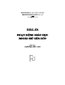 Giáo án Hoạt động ngoài giờ lên lớp Khối 9 - Tháng 9,10 - Năm học 2009-2010 - Phùng Thị Xuân Nam