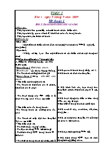 Giáo án Mĩ thuật Tiểu học - Tuần 1 - Năm học 2009-2010