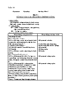 Giáo án Mĩ thuật Tiểu học - Tuần 14 (Bản chuẩn)