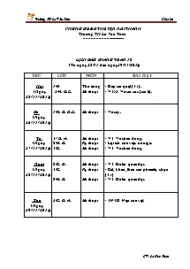 Giáo án Mĩ thuật Tiểu học - Tuần 15- Trường TH Lê Văn Tám - Năm học 2013-2014 - Lê Huy Tuấn