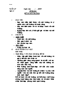 Giáo án Mỹ thuật Lớp 5 - Tuần 27 - Tiết 27: Vẽ tranh Đề tài môi trường - Năm học 2009 - 2010