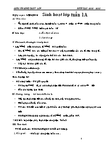 Giáo án Sinh hoạt Lớp 9 - Chương trình cả năm - Năm học 2012-2013 (bản mới nhất)