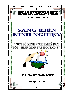 Giáo án Sáng kiến kinh nghiệm Tiểu học - Trường Tiểu học Lê Hồng Phong - Chu Thị Hồng Phương - Năm học 2012-2013