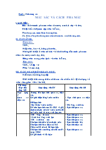 Giáo án Mĩ thuật Lớp 4 - Màu sắc và cách pha màu