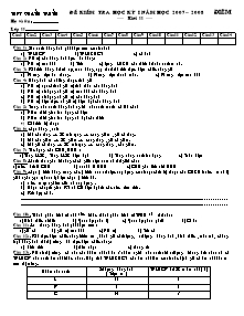 Giáo án giáo dục công dân Lớp 11 - Bài kiểm tra học kì I - Trường THPT Quang Trung - Năm học 2007-2008