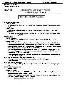 Giáo án Giáo dục công dân Lớp 11 - Tiết 19, Bài 8: Chủ nghĩa xã hội - Năm học 2008-2009 - Nguyễn Văn Phong