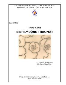 Bài giảng thực hành sinh lí động thực vật - Nguyễn Hoài Hương