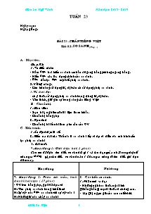 Giáo án Ngữ Văn Khối 6 - Tuần 23 (Chuẩn kiến thức)