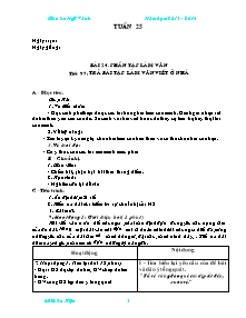 Giáo án Ngữ Văn Khối 6 - Tuần 26 - Năm học 2013-2014 (Chuẩn kiến thức)