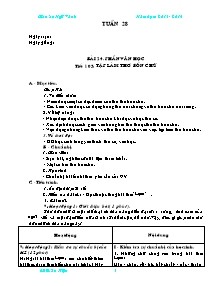 Giáo án Ngữ Văn Khối 6 - Tuần 28 - Năm học 2013-2014 (Chuẩn kiến thức)