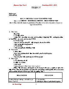 Giáo án Ngữ Văn Khối 6 - Tuần 37 - Năm học 2013-2014 (Chuẩn kiến thức)