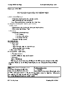 Giáo án Ngữ Văn Lớp 6 - Tiết 3: Từ và cấu tạo của từ Tiếng Việt - Năm học 2013-2014 - Võ Thị Tuấn