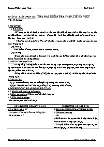 Giáo án Ngữ Văn Lớp 7 - Tiết 103: Trả bài kiểm tra Văn, Tiếng Việt - Năm học 2012-2013 - Nguyễn Thị Tuyết