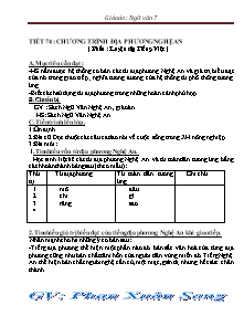 Giáo án Ngữ Văn Lớp 7 - Tiết 74: Chương trình địa phương Nghệ An - Phan Xuân Sang