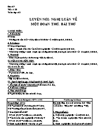 Giáo án Ngữ Văn Lớp 9 - Tiết 133: Luyện nói Nghị luận về một đoạn thơ, bài thơ