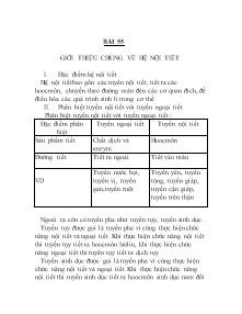 Giáo án Sinh học Lớp 8 - Bài 55: Giới thiệu chung về hệ nội tiết