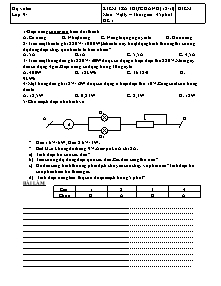 Đề kiểm tra môn Vật Lí Lớp 9