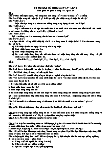 Đề thi môn Vật Lí Lớp 8 - Học kì 2