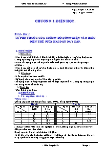 Giáo án Vật Lí Lớp 9 - Chương trình cả năm - Năm học 2013-2014 - Hà Văn Hoàng