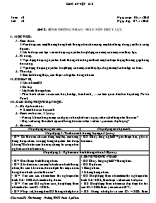Giáo án Vật Lý Lớp 8 - Tiết 10, Bài 8: Bình thông nhau - Máy nén thủy lực - Năm học 2012-2013 - Hồ Tấn Phương