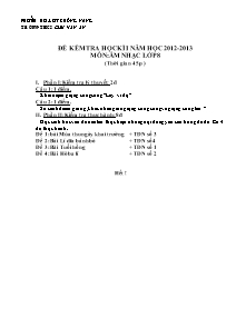Đề kiểm tra môn Âm nhạc Lớp 8 - Đề số 1 - Năm học 2012-2013 - Trường THCS Chu Văn An