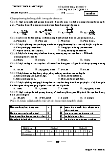 Đề kiểm tra môn Vật Lí Lớp 8 - Học kì 1 - Mã đề 3 - Trường THCS Bình Thuận