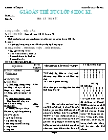Giáo án Thể dục Khối 6 - Chương trình học kì 1 - Cao Vân Phi