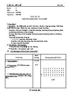 Giáo án Thể dục Khối 7 - Tiết 14: Đội hình đội ngũ - Chạy bền - Năm học 2010-2011 - Mai Đình Hiếu