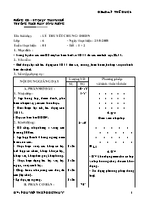 Giáo án Thể dục Lớp 6 - Chương trình cả năm - Nguyễn Thị Ngọc Thuỷ