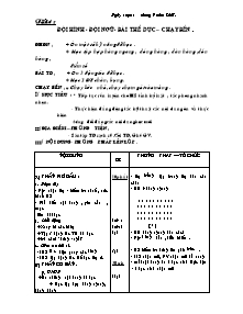 Giáo án Thể dục Lớp 6 - Tiết 4: Đội hình - Đội ngũ - Bài thể dục - Chạy bền