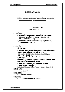 Giáo án Thể dục Lớp 6 - Tiết 7+8: Đội hình - Đội ngũ - Bài thể dục - Chạy bền - Trường THCS Thạnh Đông