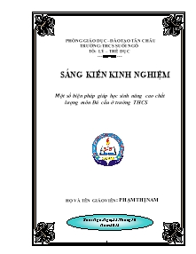 Sáng kiến kinh nghiệm: Một số biện pháp giúp học sinh nâng cao chất lượng môn đá cầu ở trường THCS