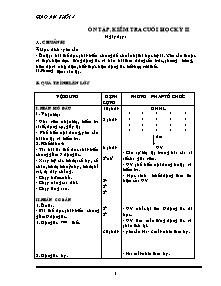 Giáo án môn Thể dục Khối 6 - Ôn tập, Kiểm tra cuối học kì 2