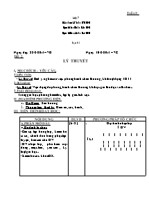 Giáo án môn Thể dục Lớp 7 - Bản đẹp 3 cột - Năm học 2013-2014