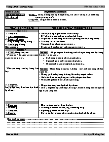 Giáo án Thể dục 6 - Tiết 25+26 - Năm học 2013-2014 - Nguyễn Hùng Sơn