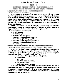 Giáo án Thể dục 7 - Chương trình học cả năm (Chuẩn kiến thức)