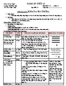 Giáo án Thể dục Khối 6 - Tiết 13: Kiểm tra Bài thể dục - Trường THCS Phú Hội