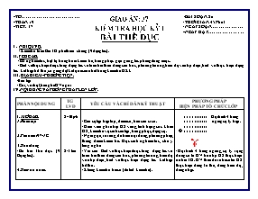 Giáo án Thể dục Khối 6 - Tiết 37: Kiểm tra Học kì 1- Bài thể dục