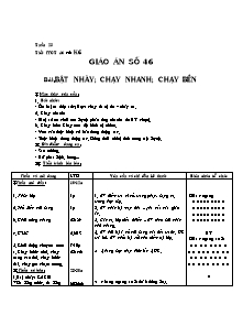 Giáo án Thể dục Khối 6 - Tiết 46: Bật nhảy; Chạy nhanh; Chạy bền