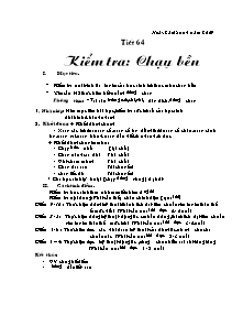 Giáo án Thể dục Khối 7 - Tiết 64: Kiểm tra: Chạy bền