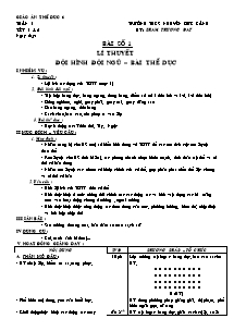 Giáo án Thể dục Lớp 6 - Tiết 1+2: Đội hình đội ngũ - Bài thể dục - Phạm Thượng Đạt
