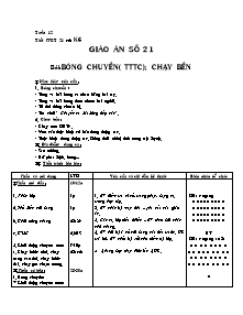 Giáo án Thể dục Lớp 6 - Tiết 21: Bóng chuyền (TTTC); Chạy bền