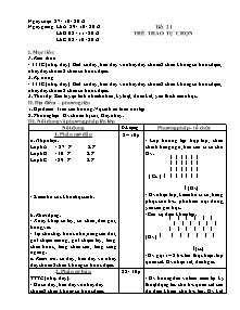 Giáo án Thể dục Lớp 6 - Tiết 21: Thể thao tự chọn - Năm học 2012-2013